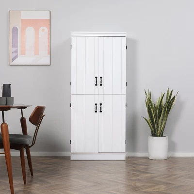 HOMCOM 70" 4-Door Kitchen Pantry, Freestanding Storage Cabinet, 6-tier Cupboard With Adjustable Shelves For Living Room 3 HOMCOM 70" 4-Door Kitchen Pantry, Freestanding Storage Cabinet, 6-tier Cupboard With Adjustable Shelves For Living Room