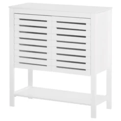 HOMCOM Buffet Sideboard Storage Cabinet With Slat Double Doors, Enclosed Adjustable Shelf And Open Bottom Shelf, White -Homcom GUEST bc99e245 71ab 448b 94f3 1067c788159e