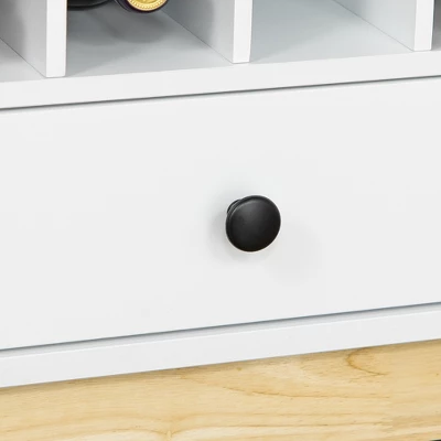 HOMCOM Glass Door Bar Cabinet With Storage In 12-Bottle Wine Rack, Drawer, & Shelves, Sideboard Buffet Cabinet Kitchen & Dining Room Cabinet, White 7 HOMCOM Glass Door Bar Cabinet With Storage In 12-Bottle Wine Rack, Drawer, & Shelves, Sideboard Buffet Cabinet Kitchen & Dining Room Cabinet, White - Image 5