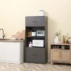 HOMCOM 71" Kitchen Buffet With Hutch, Pantry Storage Cabinet With Shelves, Open Microwave Countertop For Dining Room, Living Room, Gray -Homcom GUEST bde563df a65c 4675 b04a 1ed8076b3235