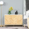 HOMCOM Modern 3 Door Accent Sideboard Storage Cabinet With Chevron Pattern And Adjustable Shelving, Natural Wood -Homcom GUEST bf72725f 1f2e 44b7 8055 492f8776ba84