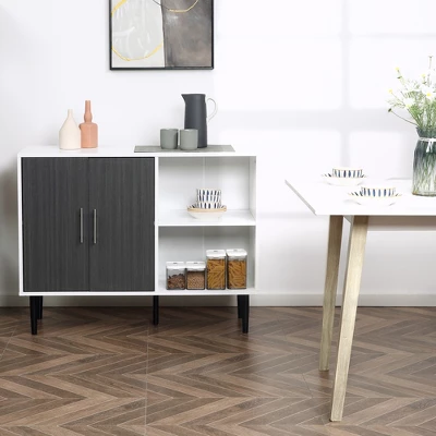 HOMCOM Storage Sideboard, Buffet Cabinet With Adjustable Shelf, Free Standing 2-Door Kitchen Cupboard For Dining Room, Hallway, Grey 4 HOMCOM Storage Sideboard, Buffet Cabinet With Adjustable Shelf, Free Standing 2-Door Kitchen Cupboard For Dining Room, Hallway, Grey - Image 2