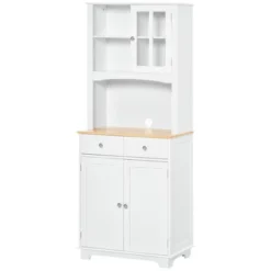 HOMCOM 67" Kitchen Buffet With Hutch, Microwave Cabinet With Framed Doors, 2 Drawers, Open Countertop, Cupboard For Dining Room, White -Homcom GUEST c063c5ed 0e8a 42b4 bee1 7ef71fb44aab