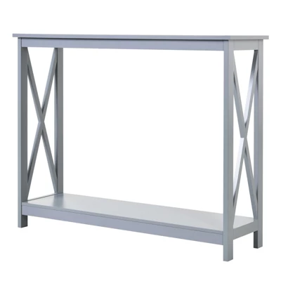 HOMCOM 2-Tier Console Table, Sofa Side Table With Storage Shelf, X Design For Entryway, Living Room, And Hallway 5 HOMCOM 2-Tier Console Table, Sofa Side Table With Storage Shelf, X Design For Entryway, Living Room, And Hallway - Image 3