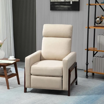 HOMCOM Manual Recliner Chair For Living Room Bedroom, Reclining Sofa Armchair With Footrest, Greige 4 HOMCOM Manual Recliner Chair For Living Room Bedroom, Reclining Sofa Armchair With Footrest, Greige - Image 2