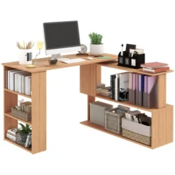 HOMCOM 360° Rotating Home Office Desk L Shaped Corner Computer Desk With Storage Shelves, Writing Table Workstation 19 HOMCOM 360° Rotating Home Office Desk L Shaped Corner Computer Desk With Storage Shelves, Writing Table Workstation -Homcom GUEST c27e55cc 8495 4c33 a794 efeaafdefccf