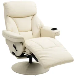 HOMCOM Manual Recliner, Swivel Lounge Armchair With Side Pocket, Footrest And Cup Holder For Living Room, Cream White -Homcom GUEST c2ae8547 7b8e 43cf be1f 47b8c90d488d