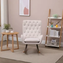 HomCom Mid-Century Tufted Wingback Fabric Rocking Chair 10 HomCom Mid-Century Tufted Wingback Fabric Rocking Chair -Homcom GUEST c41adce6 9af3 4d92 95a7 4cbd188c332b