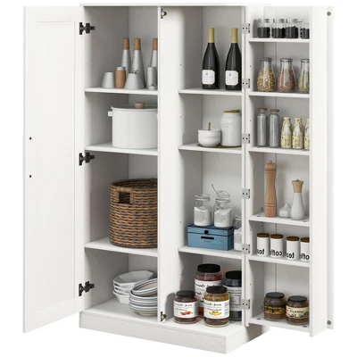 HOMCOM Kitchen Pantry Storage Cabinet, 14-Tier Freestanding Kitchen Cupboard With Adjustable Shelves For Living Room, Dining Room Storage, White 5 HOMCOM Kitchen Pantry Storage Cabinet, 14-Tier Freestanding Kitchen Cupboard With Adjustable Shelves For Living Room, Dining Room Storage, White - Image 3