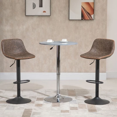 HOMCOM Adjustable Bar Stools Set Of 2, Swivel Bar Height Chairs Barstools Padded With Back For Kitchen, Counter, And Home Bar 4 HOMCOM Adjustable Bar Stools Set Of 2, Swivel Bar Height Chairs Barstools Padded With Back For Kitchen, Counter, And Home Bar - Image 2