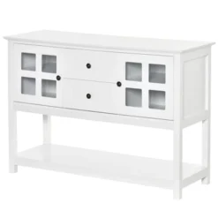 HOMCOM Kitchen Sideboard Serving Buffet Cabinet Cupboard Console Table With Adjustable Shelves, Glass Doors, And 2 Drawers, For Living Room -Homcom GUEST ca2bc73e dd38 484a ac0b a31cdebc3291