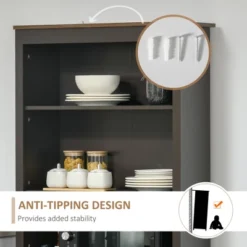 HOMCOM 70" Kitchen Buffet Hutch With 3-Tier Shelving, Freestanding Storage Pantry Cabinet With Adjustable Shelves, Countertop, Coffee -Homcom GUEST cb9639bb e9e1 46d7 a0c3 4c34436eac0a