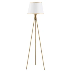 HOMCOM Modern Tripod Floor Lamp Free Standing Land Lamp W/ Steel Frame, Footswitch, Fabric Lampshade And E26 Base For Living Room, Bedroom, Gold -Homcom GUEST cbc93f31 0ae6 4db1 819a 5f23a3be418e
