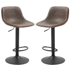 HOMCOM Adjustable Bar Stools Set Of 2, Swivel Bar Height Chairs Barstools Padded With Back For Kitchen, Counter, And Home Bar 20 HOMCOM Adjustable Bar Stools Set Of 2, Swivel Bar Height Chairs Barstools Padded With Back For Kitchen, Counter, And Home Bar -Homcom GUEST cbd6bb1b 61c9 4eac 87fa 426a3a5612ff