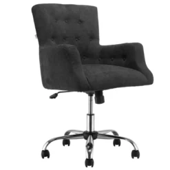 HOMCOM Mid Back Modern Home Office Chair With Tufted Button Design And Padded Armrests, Swivel Computer Desk Chair For Study Living Room Bedroom -Homcom GUEST cc7db10b fa46 49bb 9253 390ea1365975