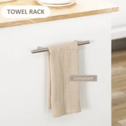 HOMCOM Rolling Kitchen Island Cart, Portable Serving Trolley Table With Drawer, Adjustable Shelf And 2 Towel Racks, Cream White -Homcom GUEST cce156df 1289 4573 81cc 297c6037502c