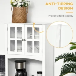 HOMCOM 67" Modern Buffet With Hutch, Louvered Kitchen Pantry Microwave Cabinet With Framed Glass Doors And 2 Drawers, White 11 HOMCOM 67" Modern Buffet With Hutch, Louvered Kitchen Pantry Microwave Cabinet With Framed Glass Doors And 2 Drawers, White -Homcom GUEST cd214aff 26a5 4e9a a74b 439396f2586c