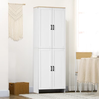 HOMCOM 72" Freestanding Kitchen Pantry, 4-Door Storage Cabinet Organizer With Adjustable Shelves, Kitchen Cabinet With Doors And Shelves, White 4 HOMCOM 72" Freestanding Kitchen Pantry, 4-Door Storage Cabinet Organizer With Adjustable Shelves, Kitchen Cabinet With Doors And Shelves, White - Image 2