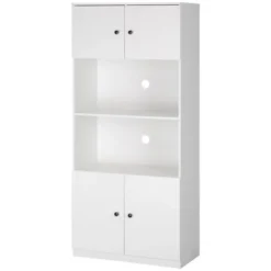 HOMCOM 71" Kitchen Buffet With Hutch, Pantry Storage Cabinet With Shelves, Open Microwave Countertop For Dining Room, Living Room, White -Homcom GUEST cdbd1207 b166 49a2 96c9 b37c9974d8a2