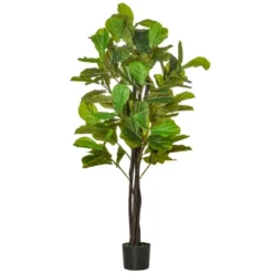 HOMCOM 5FT Artificial Fiddle Leaf Fig Tree, Faux Decorative Plant In Nursery Pot For Indoor Or Outdoor Décor -Homcom GUEST cf5892fc 1bc4 4232 b441 a4889671eff9