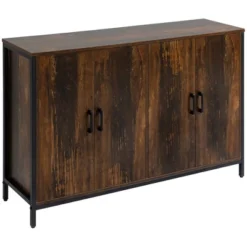 HOMCOM Industrial Sideboard Buffet Cabinet, Kitchen Storage Cabinet With Adjustable Shelves For Living Room, Bedroom, Hallway, Rustic Brown -Homcom GUEST d0b6b47f d949 4ad9 9974 915ae86853c5