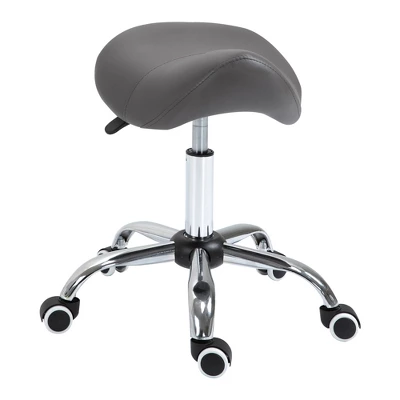 HOMCOM Ergonomic Rolling Saddle Stool PU Leather Hydraulic Spa Stool Height Adjustable Swivel Drafting Medical Salon Chair 5 HOMCOM Ergonomic Rolling Saddle Stool PU Leather Hydraulic Spa Stool Height Adjustable Swivel Drafting Medical Salon Chair - Image 3