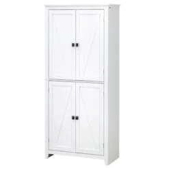 HOMCOM 72" Freestanding 4-Door Kitchen Pantry, Storage Cabinet Organizer With 4-Tiers, And Adjustable Shelves, White -Homcom GUEST d194ee37 0b84 4722 97cd 31759e20c912