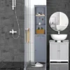 HOMCOM Bathroom Storage Cabinet, Free Standing Bath Storage Unit, Tall Linen Tower With 3-Tier Shelves And Drawer, Gray -Homcom GUEST d21a9b77 3952 4803 9e6e ab2bf5cda8ca