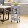 HOMCOM 32.25" Wooden Rolling Kitchen Storage Cart, Kitchen Island With Storage Drawer And Baskets On 360° Swivel Wheels -Homcom GUEST d2d736c0 a47e 4d7a bcc9 bdb4942e2753