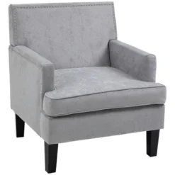 HOMCOM Modern Accent Chair, Upholstered Living Room Chair With Solid Wood Legs And Nailhead Trim, Armchair -Homcom GUEST d2df4bae 2c08 406f a2da 67f70ed0a01b