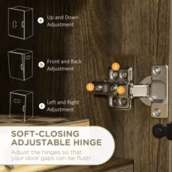 HOMCOM Farmhouse Buffet Cabinet, Sideboard, Kitchen Storage Cabinet With Adjustable Shelves And Wire Mesh Door, Coffee Bar For Living Room, Walnut -Homcom GUEST d3d17e9c fc4d 46a8 9911 51aae3107103