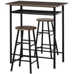 HOMCOM 3 Piece Counter Height Bar Table And Chairs Set, Space Saving Dining Table With 2 Matching Stools, Storage Shelf Metal Frame Footrest 17 HOMCOM 3 Piece Counter Height Bar Table And Chairs Set, Space Saving Dining Table With 2 Matching Stools, Storage Shelf Metal Frame Footrest -Homcom GUEST d428ca5c bd95 4bd0 8919 f88ae38342a8