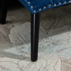 HOMCOM Modern Button Tufted Sitting Bench, Accent Fabric Upholstered Ottoman For Bedroom Or Living Room, Blue -Homcom GUEST d4406f84 4e03 41dc 98c2 c1a6739ca365