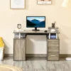 HOMCOM 47" Computer Desk With Keyboard Tray And Storage Drawers, Home Office Workstation Table With Storage Shelves -Homcom GUEST d4aa9803 aac9 460c b5ff 9005e14a1b8b