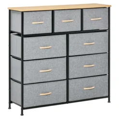 HOMCOM 9 Drawers Storage Chest Dresser Organizer Unit W/ Steel Frame, Wood Top, Easy Pull Fabric Bins, For Bedroom, Hallway, Closet, Entryway 15 HOMCOM 9 Drawers Storage Chest Dresser Organizer Unit W/ Steel Frame, Wood Top, Easy Pull Fabric Bins, For Bedroom, Hallway, Closet, Entryway -Homcom GUEST d53b9bad d459 4beb 8d12 ffa54356a8c0
