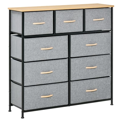 HOMCOM 9 Drawers Storage Chest Dresser Organizer Unit W/ Steel Frame, Wood Top, Easy Pull Fabric Bins, For Bedroom, Hallway, Closet, Entryway 9 HOMCOM 9 Drawers Storage Chest Dresser Organizer Unit W/ Steel Frame, Wood Top, Easy Pull Fabric Bins, For Bedroom, Hallway, Closet, Entryway - Image 7