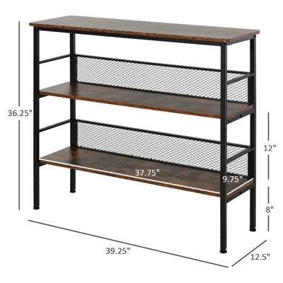 HomCom 3-Tier Industrial Style Storage Metal Wooden Shelf 6 HomCom 3-Tier Industrial Style Storage Metal Wooden Shelf - Image 4