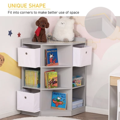 HOMCOM Wooden Kids Cabinet Freestanding Corner Storage Drawer Toys Clothes Books Organizer Dresser Children Bookcase Display Shelf Wardrobe For Bedroom With Anti-toppling Hardware Drawers 8 HOMCOM Wooden Kids Cabinet Freestanding Corner Storage Drawer Toys Clothes Books Organizer Dresser Children Bookcase Display Shelf Wardrobe For Bedroom With Anti-toppling Hardware Drawers - Image 6