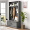 HOMCOM Hall Tree With Bench And Shoe Storage, Entryway Bench With Coat Rack, Mudroom Bench With Storage And Hooks For Hallway, Gray -Homcom GUEST d8320f22 644a 485d a786 fbec316c933c