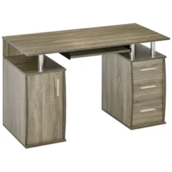 HOMCOM 47" Computer Desk With Keyboard Tray And Storage Drawers, Home Office Workstation Table With Storage Shelves -Homcom GUEST d8bfa064 aff7 47b3 91ac f630c91212a7