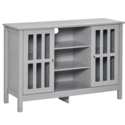 HOMCOM Modern Sideboard, Storage Cabinet, Buffet With 2 Slatted Framed Doors, Open Middle Shelving And Cable Management Hole -Homcom GUEST d971622b c5d8 480b b454 c1e0656027a1