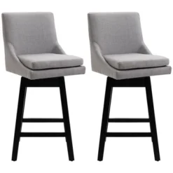 HOMCOM 28" Set Of 2 Swivel Bar Height Bar Stools, Armless Upholstered Barstools Chairs With Soft Padding Cushion And Wood Legs 11 HOMCOM 28" Set Of 2 Swivel Bar Height Bar Stools, Armless Upholstered Barstools Chairs With Soft Padding Cushion And Wood Legs -Homcom GUEST da31b326 f2f6 4933 b904 4f4968c88ab7