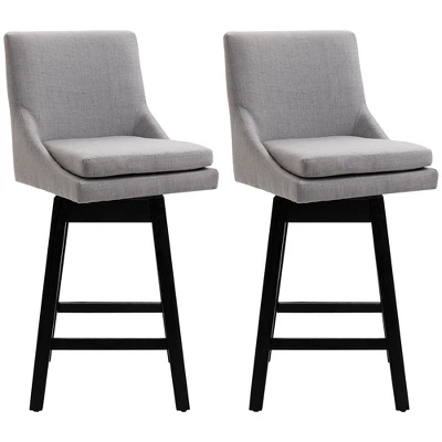 HOMCOM 28" Set Of 2 Swivel Bar Height Bar Stools, Armless Upholstered Barstools Chairs With Soft Padding Cushion And Wood Legs 5 HOMCOM 28" Set Of 2 Swivel Bar Height Bar Stools, Armless Upholstered Barstools Chairs With Soft Padding Cushion And Wood Legs - Image 3