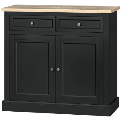 HOMCOM Sideboard Buffet Cabinet With Storage Drawers, 2 Door Kitchen Storage Cabinet With Adjustable Shelves, Coffee Bar For Living Room, Black 5 HOMCOM Sideboard Buffet Cabinet With Storage Drawers, 2 Door Kitchen Storage Cabinet With Adjustable Shelves, Coffee Bar For Living Room, Black - Image 3