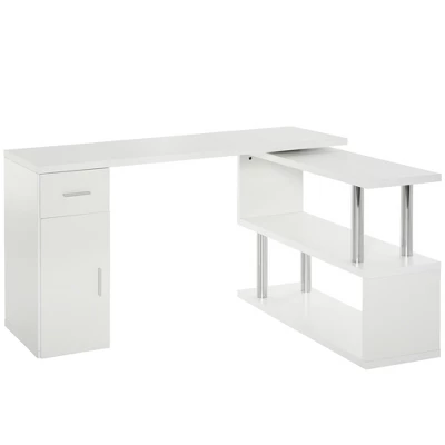 HOMCOM L-Shaped Rotating Computer Desk Home Office Study Workstation With Storage Shelves, Cabinet And Drawer For Home & Office 9 HOMCOM L-Shaped Rotating Computer Desk Home Office Study Workstation With Storage Shelves, Cabinet And Drawer For Home & Office - Image 7