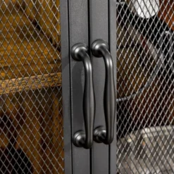 HOMCOM Industrial Wine Rack For 9 Bottles, Retro Liquor Cabinet With Glass Holders, Mesh Doors, And Storage Shelf For Home Bar, Dining Room, Brown -Homcom GUEST dd036dc3 72ce 4661 8f3c 814821c07d3b