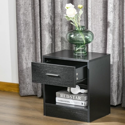 HOMCOM Modern Nightstand, Accent End Table With Drawer And Storage Shelf, Sofa Side Table For Living Room Or Bedroom 6 HOMCOM Modern Nightstand, Accent End Table With Drawer And Storage Shelf, Sofa Side Table For Living Room Or Bedroom - Image 4