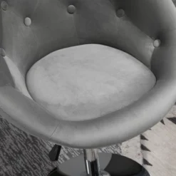 HOMCOM Modern Makeup Vanity Chair Round Tufted Swivel Accent Chair With Chrome Frame Height Adjustable For Living Room -Homcom GUEST e3849c26 0d74 4970 bb0a 9199a8f9e6dd