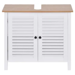 HOMCOM Under-Sink Storage Cabinet With Double Layers Bathroom Cabinet Space Saver Organizer 2 Door Floor Cabinet, White -Homcom GUEST e38841d9 a789 4b9c a68c 1fd52cd503a1