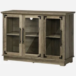 HOMCOM Farmhouse Style Buffet Cabinet, Glass Door Sideboard, Kitchen Storage Cabinet, Coffee Bar For Living Room, Distressed Grey 9 HOMCOM Farmhouse Style Buffet Cabinet, Glass Door Sideboard, Kitchen Storage Cabinet, Coffee Bar For Living Room, Distressed Grey -Homcom GUEST e3c61e5b 43de 4647 abc4 6893d57394cf